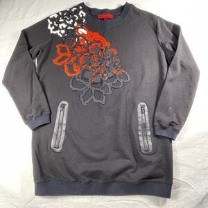 Vivienne Tam Black Embroidered Floral Pullover Sweatshirt P Small